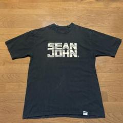 90s B-BOY SEAN JOHN チェック柄ロゴ Tシャツ 黒