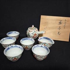 清水焼　平安橘吉　赤絵　金彩　煎茶