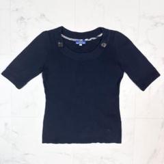 BURBERRY BLUE LABEL パフスリーブ サマーニット 半袖 BURBERRY BLUE LABEL サマーニットカットソーボーダーカットソー