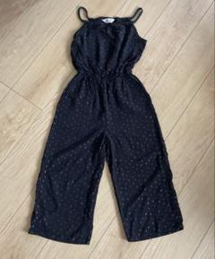 H&M 女の子　オールインワン　キャミサロペット　黒ラメドット140