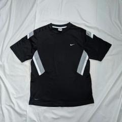 【NIKE】00sロゴ刺繍メッシュTシャツ　ブラック　Y2K　FIT DRY