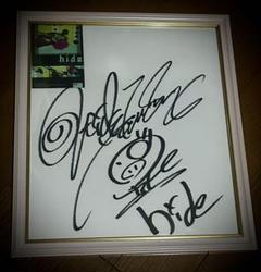 hide 直筆サイン色紙、額装　X JAPAN X JAPAN YOSHIKIさん率いる伝説カリスマ hide直筆サイン色紙