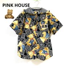美品♡ピンクハウス　くま柄フード付きシャツ　半袖シャツ　ブラウス　ペイズリー柄