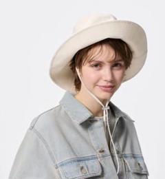 ☘️新品☘️GUジーユー　UVカットワイドブリムハット　白のサムネイル