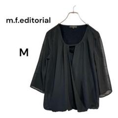 エムエフエディトリアル　七分袖　シフォン×カットソー切替ブラウス　M 重ね着風