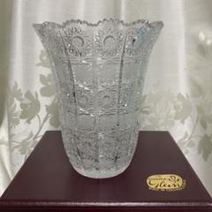 BOHEMIA GLASS フラワーベース クリア 未使用　ハンドカット BOHEMIA GLASS フラワーベース クリア 未使用 ハンドカット