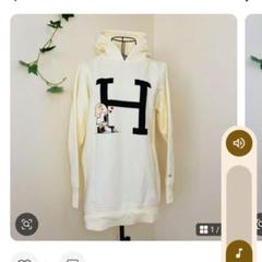 Vintage Peanuts Hロゴ パーカー スヌーピー　ワッペン　L