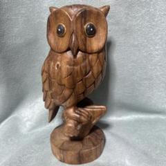 木製フクロウの彫刻オブジェ①★木彫りのふくろう置物★OWL★小泉順子さん製作 木製フクロウの彫刻オブジェ①☆木彫りのふくろう置物☆OWL