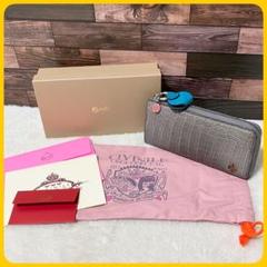 ほぼ新品 箱付き リアル クロコダイル ラウンドファスナー 長財布 ピンク ほぼ新品 箱付き リアル クロコダイル ラウンドファスナー 長