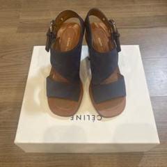 美品☆CELINE デニムスライドサンダル ネイビー☆35.5☆マカダム☆