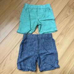 100cm 緑色・紺色 ハーフパンツ 2枚セット　西松屋