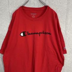 チャンピオン　ビックロゴプリント　レッド　オーバーサイズTシャツ2XL