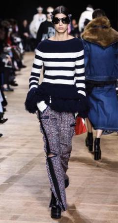 sacai』サカイ (2) ウールフリンジ ボーダーニット