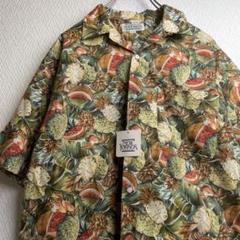 古着 シャツ 柄シャツ 総柄 フルーツ柄 アロハ 開襟 オープンカラー 半袖