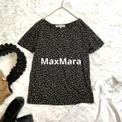 美品✨️】Max Mara シルク100% ドット柄半袖ブラウス 黒 黄 М
