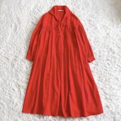＊未使用タグ付【エトレトウキョウ】ワンピース　リネン　ギャザー　レッド　FREE