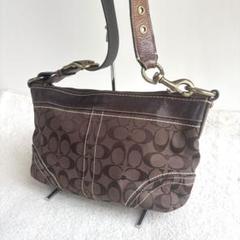 COACH ショルダーバッグ ブラウン シグネチャー レザー×キャンバス