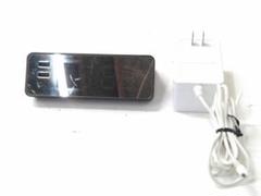 ブルーノ　モバイル充電　置き時計　ミラークロック　目覚まし時計　ブラック◆