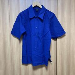 J&R 半袖　シャツ　毛　ウール　青色　Sサイズ　キュプラ　レトロ　ビンテージ
