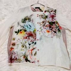 gente-gente　麻 　花柄　トップス　カーディガン　イタリア　L