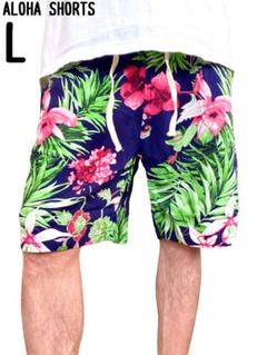 アロハ ショートパンツ 男女兼用 レーヨン100% A-5 ネイビー Ｌ 新品