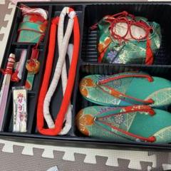 着画追加！値下げ！はこせこ9点セット　７歳⭐︎5歳 七五三 はこせこセット 7歳 バッグ 草履21cm 箱迫 丸ぐけ 扇子