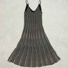 H&M◇ニットキャミワンピース ストライプ サマードレス ゴールド リゾート L