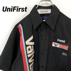 N-5037 UniFirst アメリカ古着 ワークシャツ 半袖 企業ロゴ刺繍M