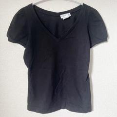 agnis b. アニエスベー　Tシャツ 半袖　ブラック　Vネック 0　XS