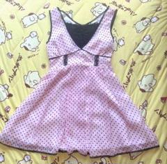 美品♡TRALALA トゥララ キャミワンピース ドット 水玉 リボン 希少 美品♡TRALALA トゥララ キャミワンピース ドット 水玉 リボン