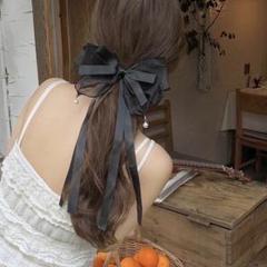 【値下げ中】　ブラック　リボン　大きめ　派手　ヘアアクセ　ゴージャス　地雷　量産