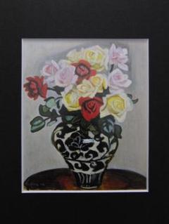 安井曾太郎、【薔薇】、新品高級額 額装付、年代物・希少画集画、状態良好 Yahoo!オークション - 【安井曾太郎】「薔薇」 油彩4号 模写