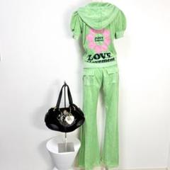 00s y2k JUICY COUTURE パイル ハート柄 セットアップ 白 y2k❤️ 00s juicy couture パイル地 フラワーロゴセットアップ