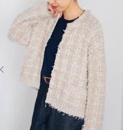 IENA イエナ ツイードニットジャケット キャメル 美品！ ツィードニットジャケット（ノーカラージャケット）｜SLOBE IENA
