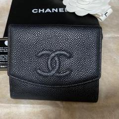 ギャランティーカード 箱 CHANEL 折り財布 キャビアスキン ココ