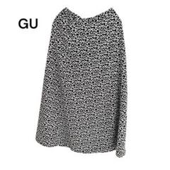 GU 花柄ロングスカート 黒/白