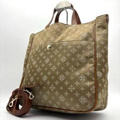 美品 russet 2way バッグ ナイロン モノグラム　ベージュ系 c867