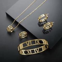 【新品・未使用】アクセサリー4点セット ローマ数字 モチーフ ゴールド