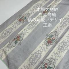 本場大島紬 地空き カタスの絣柄 縞模様 着物 正絹 T-3932 本場大島紬 地空き カタスの絣柄 縞模様 着物 正絹 T-3932 着物