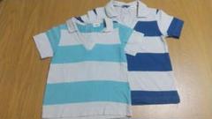 90 100 二枚セット 襟つき Tシャツ コンビミニ お揃い 兄弟
