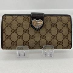 GUCCI 　グッチ　長財布　ハートロゴプレート　GGキャンバス　1015 GUCCI グッチ ラブリーハート GG柄 GGキャンバス×レザー