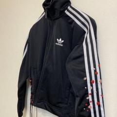 adidasアディダス トレフォイル ロゴ刺繍 トラックジャケット 黒