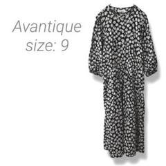【アヴァンティーク】Avantique フラワープリントワンピース 綿 9 黒