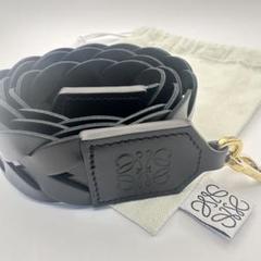 【極美品】LOEWE インターレースバッグストラップ　レザー　ブラック 極美品】LOEWE インターレースバッグストラップ レザー ブラック