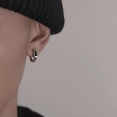 アクセント フープ シルバー フープピアス 両耳 黒 カジュアル メンズ ピアス