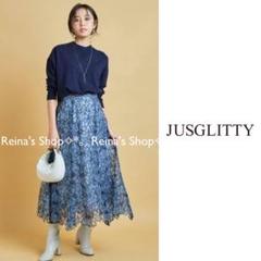 JUSGLITTY♡大人綺麗めシアー刺繍フレアスカート JUSGLITTY♡大人綺麗めシアー刺繍フレアスカート