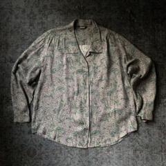 希少 シルク ペイズリー柄 総柄シャツ レトロ パープル シック 雰囲気 古着