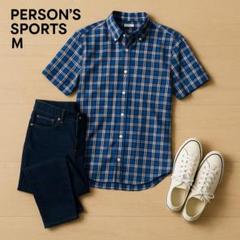 PERSON’S SPORTS チェック柄 半袖シャツ Mサイズ ブルー系