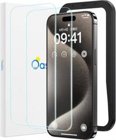 Oasea iPhone 15 Pro 保護フィルム 2枚入り ガイド枠付き
