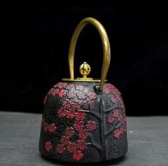 南部鉄器 梅花 鉄瓶 鉄器 急須 おしゃれ 茶壺 提梁壷 煮茶壷1.5
L